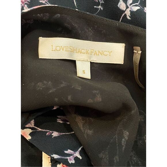 Loveshackfancy Peyton Dress Navy Cosmos One Shoulder Size S 100% Silk Floral - Picture 8 of 10